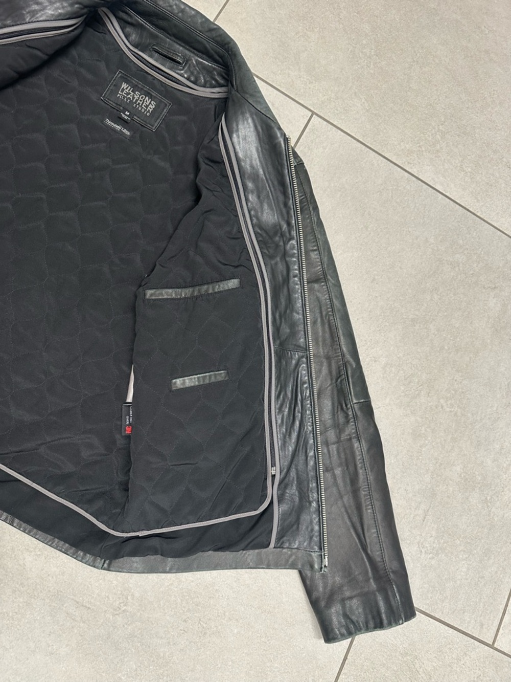VTG Men’s Black WILSONS LEATHER JACKET Medium Pelle Studio Removable Lining - Picture 8 of 12